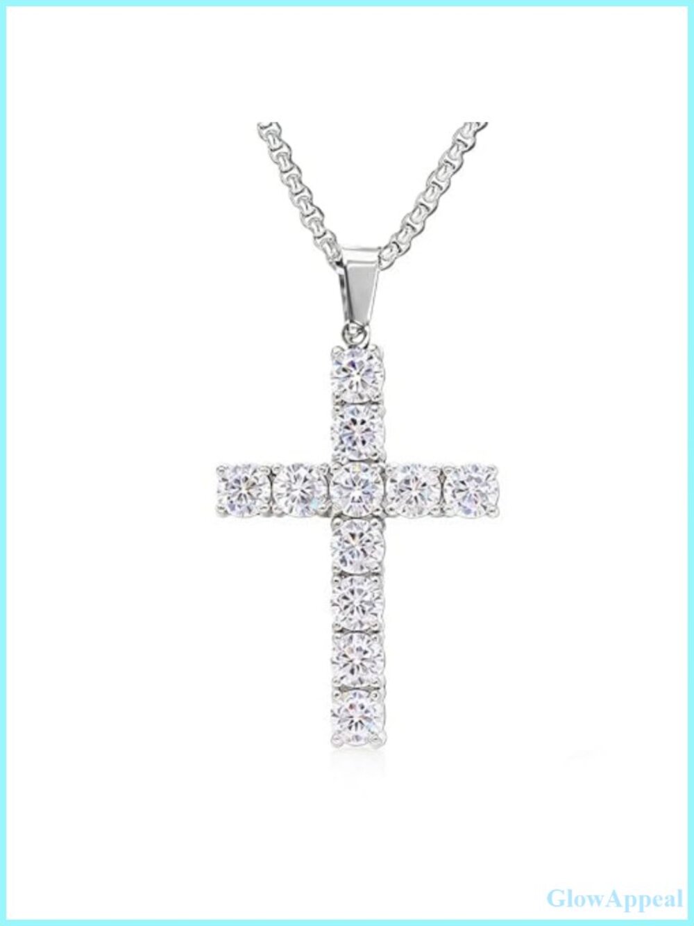 Moissanite Cross Pendant Necklace 316L Stainless Steel Christian Gift